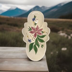 Vintage Floral Dish Tray 16” Hand Painted By Pottery Guild Of America Ceramic